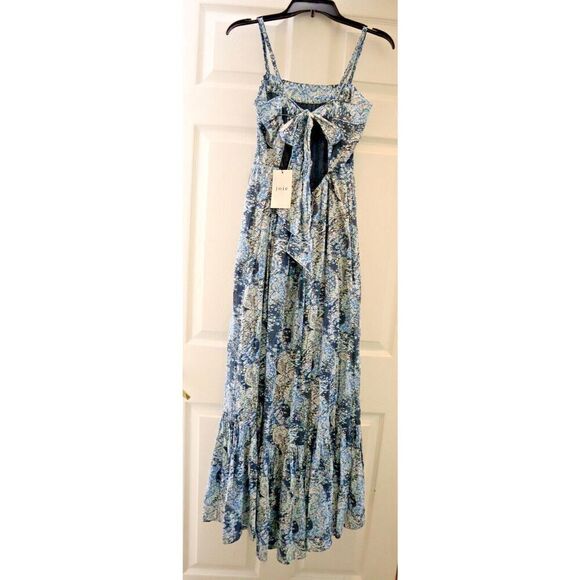 Joie 8895DR03315 Women's Sz XS Blue Elissabet Printed Tie Back Maxi Dress - Picture 3 of 13